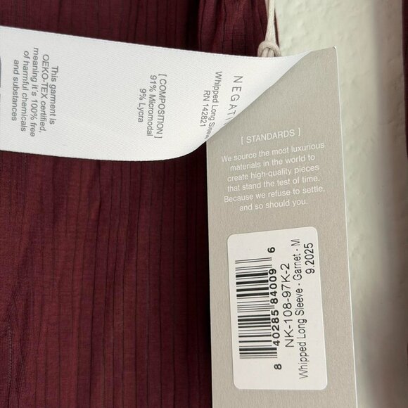Negative Underwear Whipped Long Sleeve in Garnet, Size Medium - Picture 6 of 8